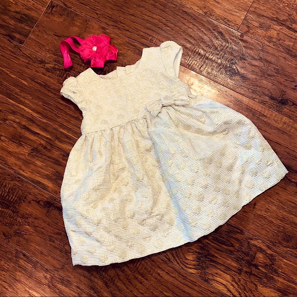 Gold 12m KATE SPADE Toddler Girls Dress/Bow Set